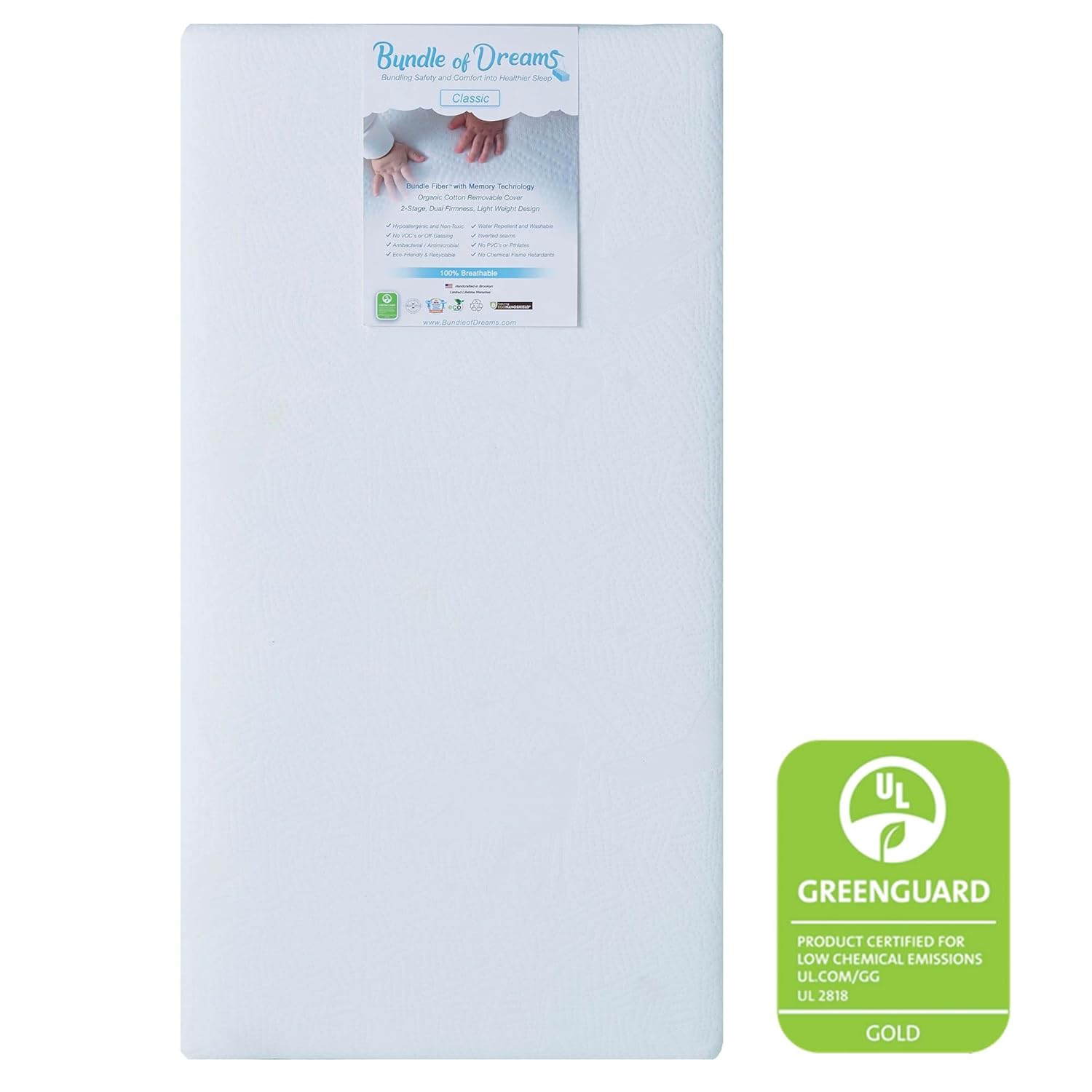 Eco-Air Baby Crib Mattress with Organic Cotton Cover for Safety
