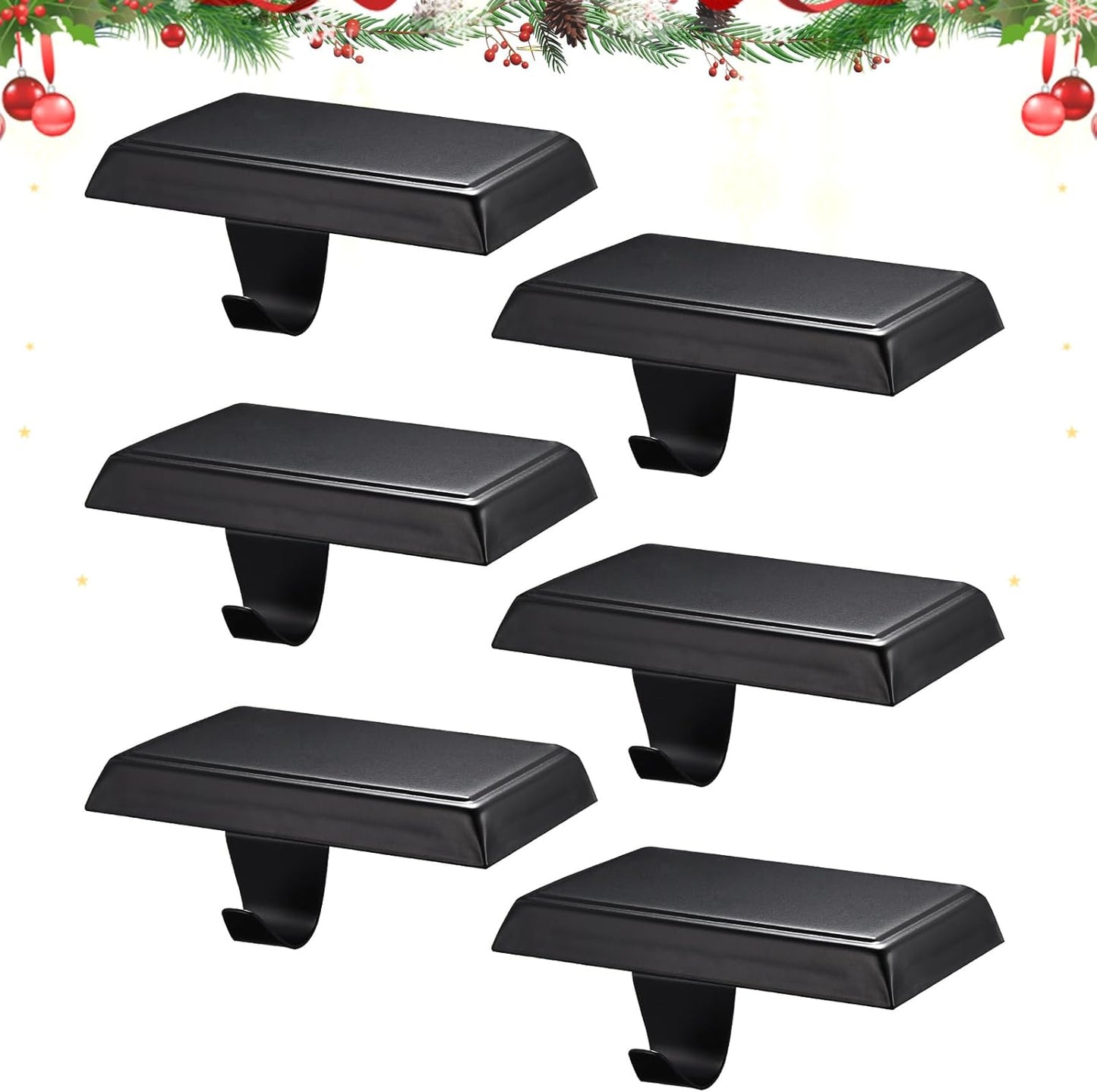 Christmas Stocking Holders for Mantle - 6PCS Weighted Hooks