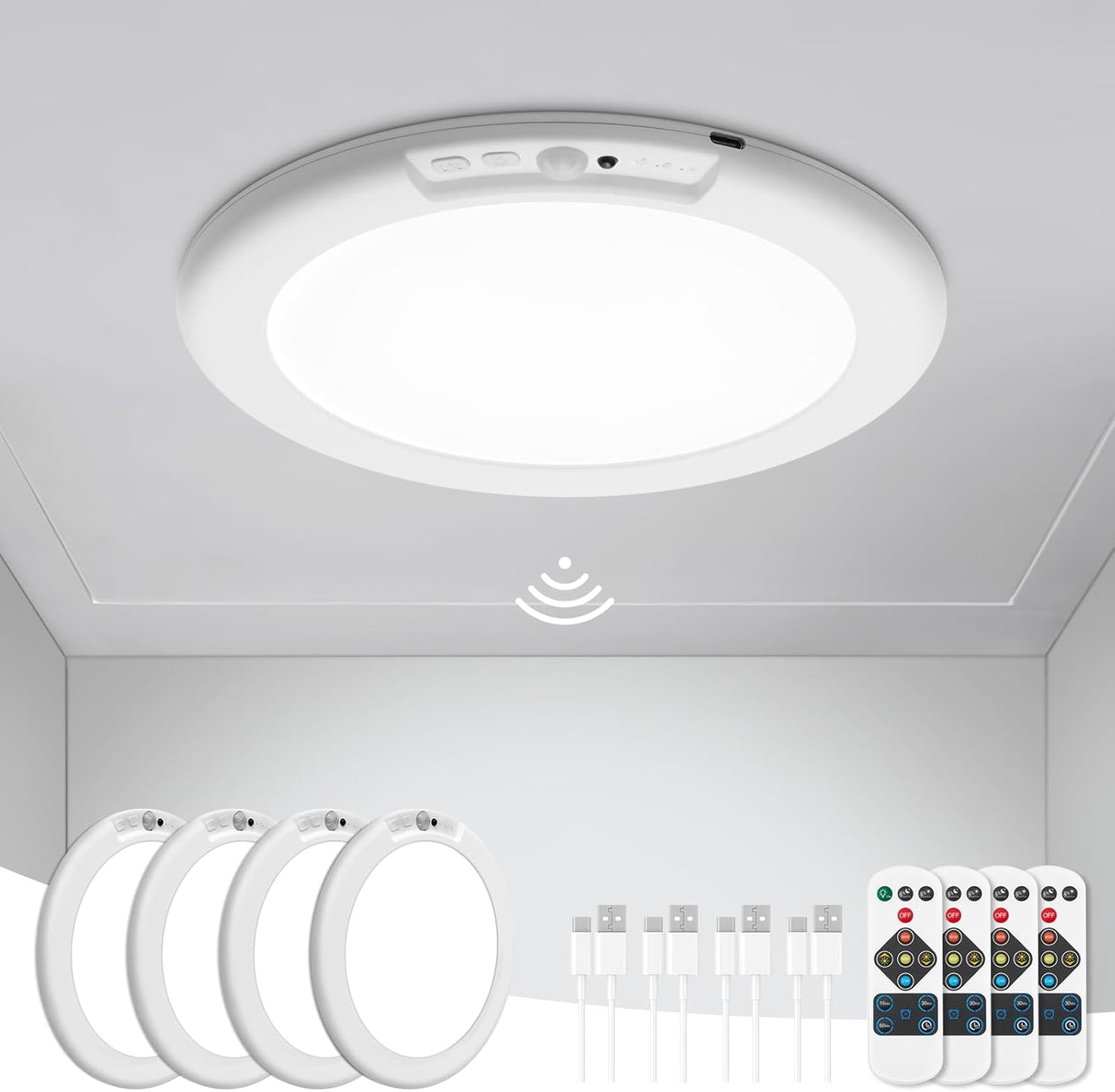 Battery Operated Ceiling Lights with Motion Sensor and Remote