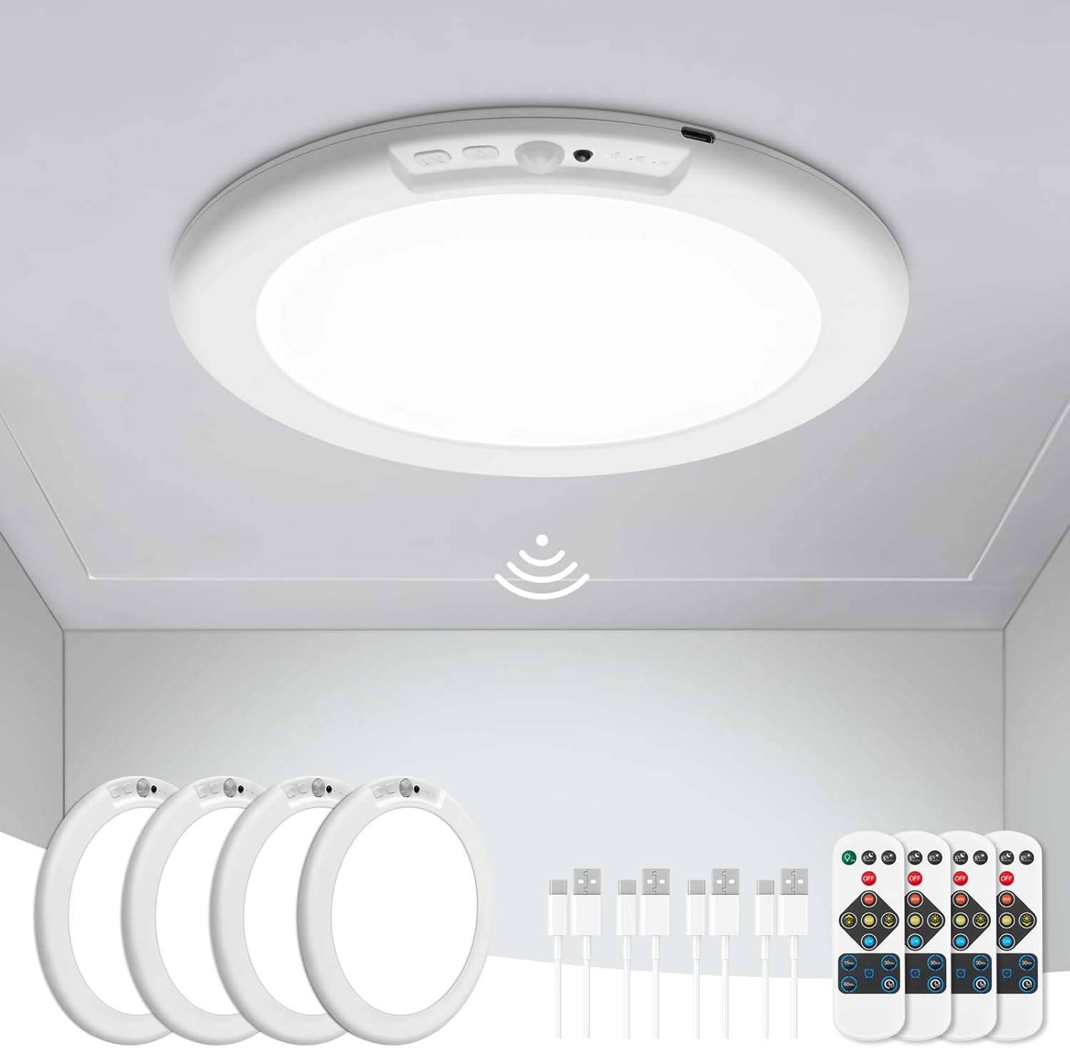 Battery Operated Ceiling Lights with Motion Sensor and Remote