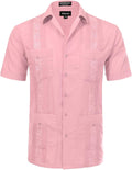 Allsense Men's Short-Sleeve Button-Down Cuban Guayabera Shirt mens
