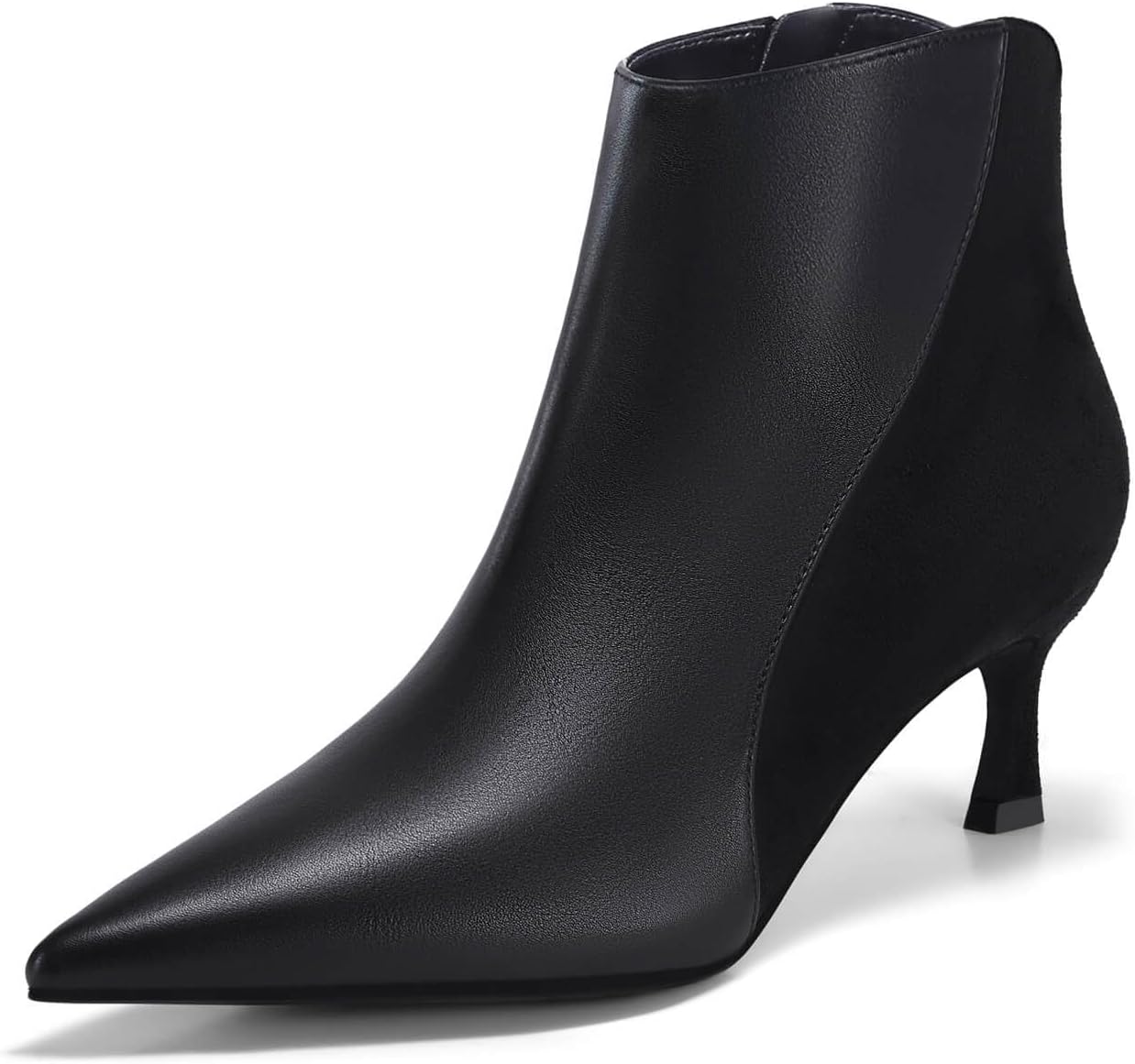 Coutgo Womens Kitten Heel Ankle Boots for Fall and Winter