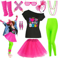 80s Outfit Women Costume Accessories Set - Complete Neon Party Kit leg