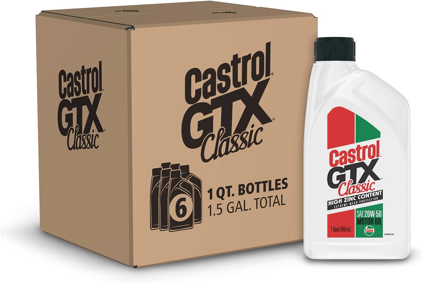 Castrol GTX Classic 20W-50 Motor Oil for Extreme Wear Protection