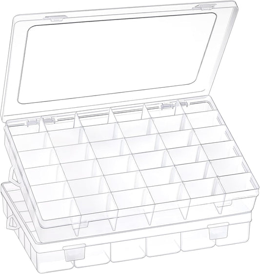 AOZITA 2-Pack Clear Plastic Organizer - Adjustable Dividers for Small Items