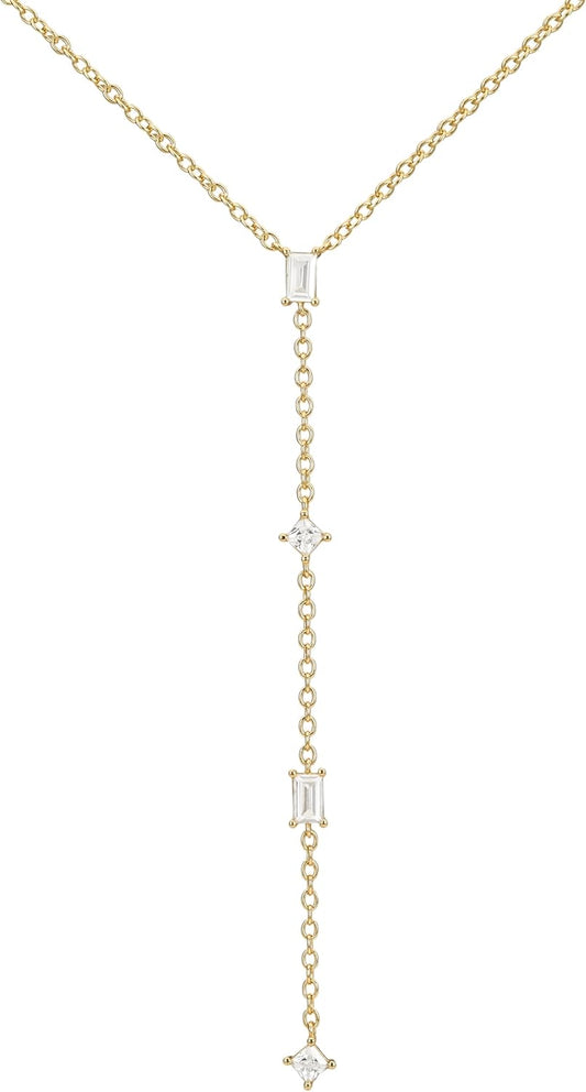 18k Gold Vermeil Diamond Lariat Necklace for Elegant Style