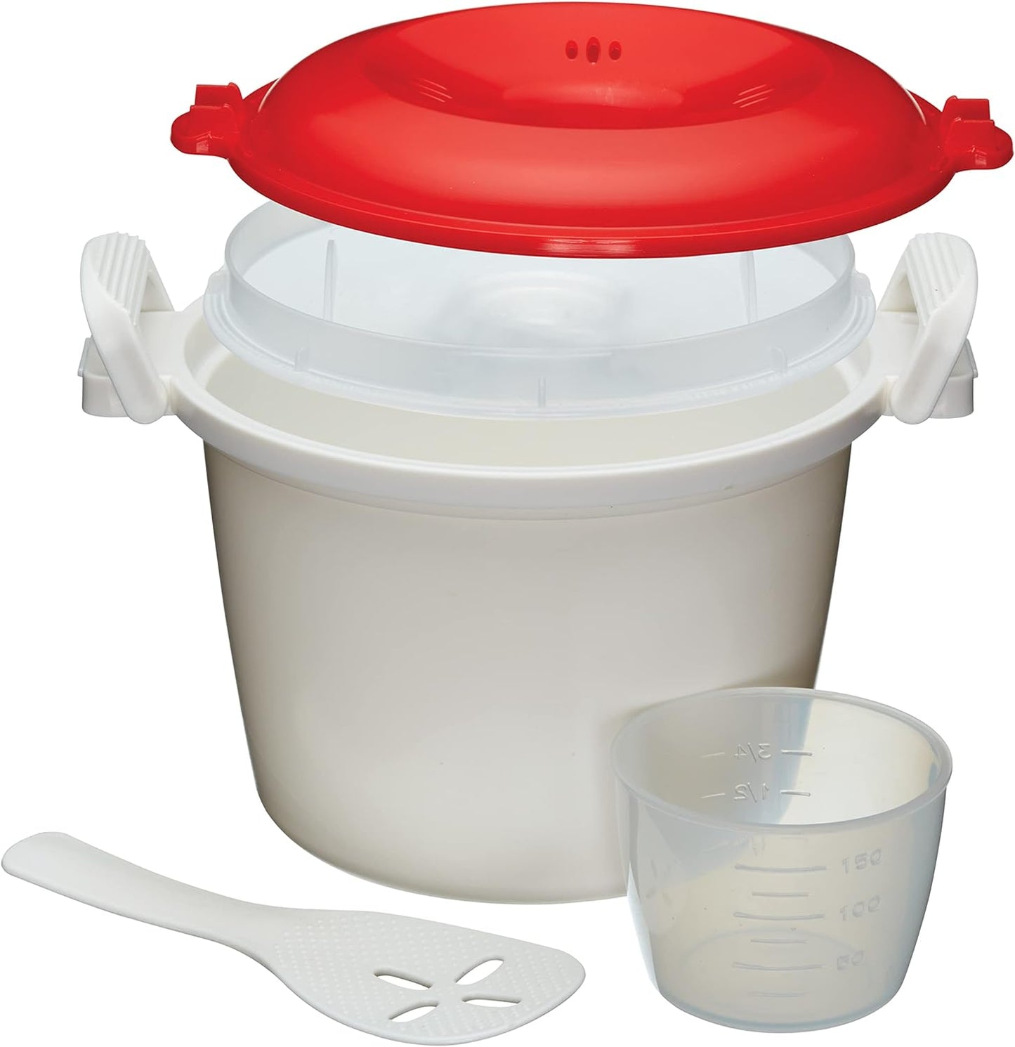 KitchenCraft Microwave Rice Cooker - BPA Free, 1.5L, White/Red