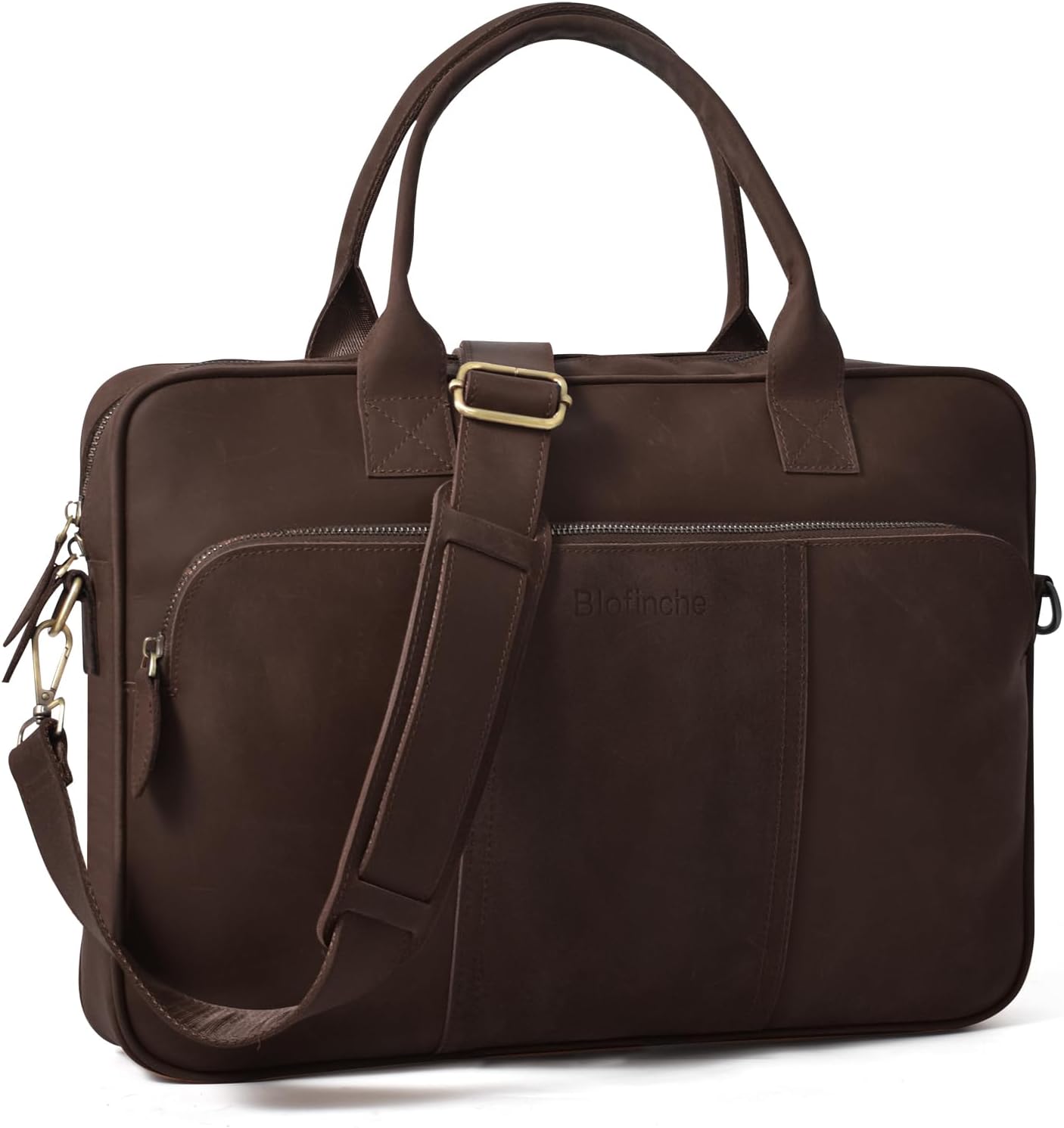 Blofinche Genuine Leather Laptop Briefcase for Men 15.6 in