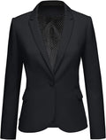 Womens Notched Lapel Blazer Jacket with Pockets - Workwear