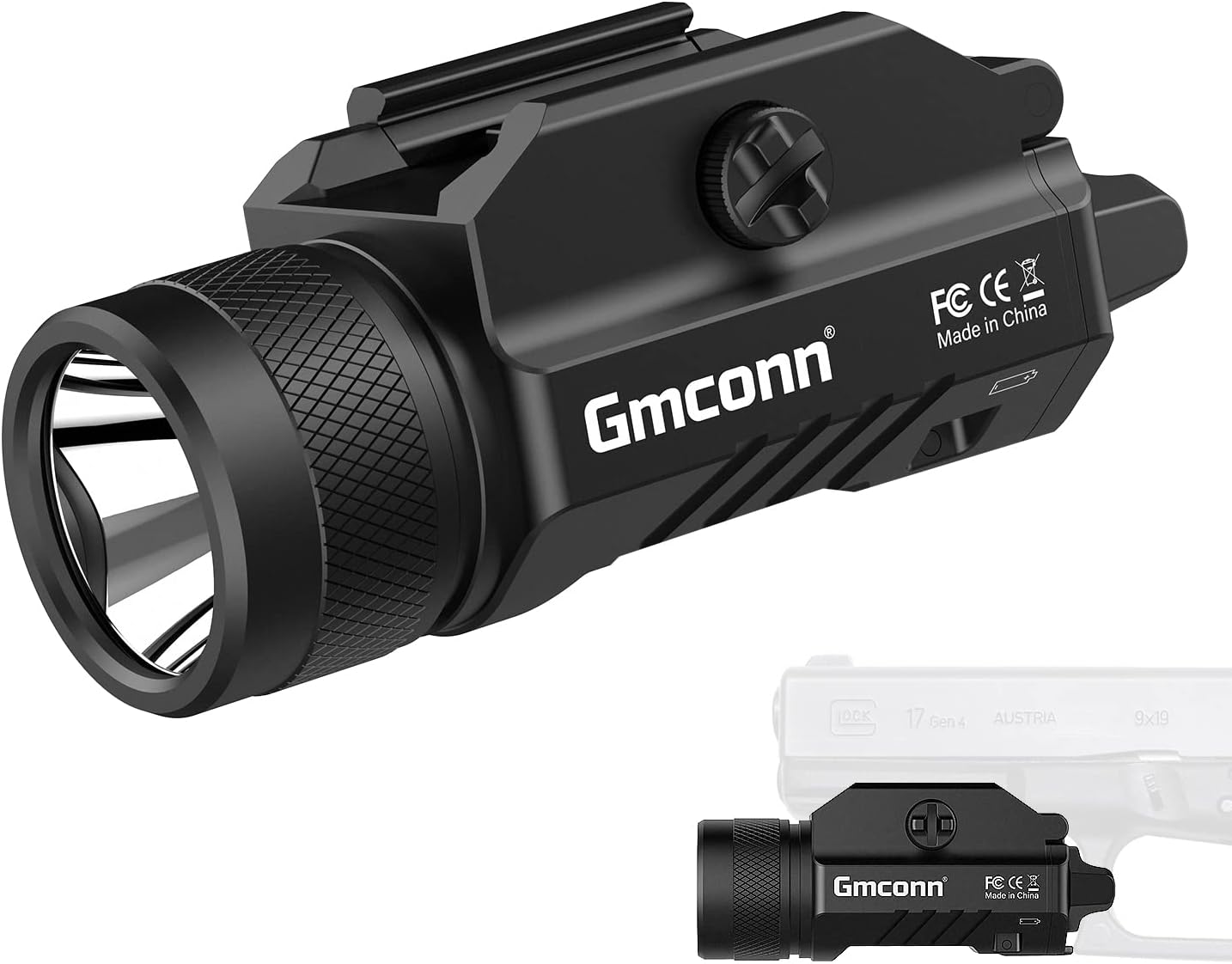 Gmconn 1250 Lumen Tactical Flashlight for Glock Pistol Use