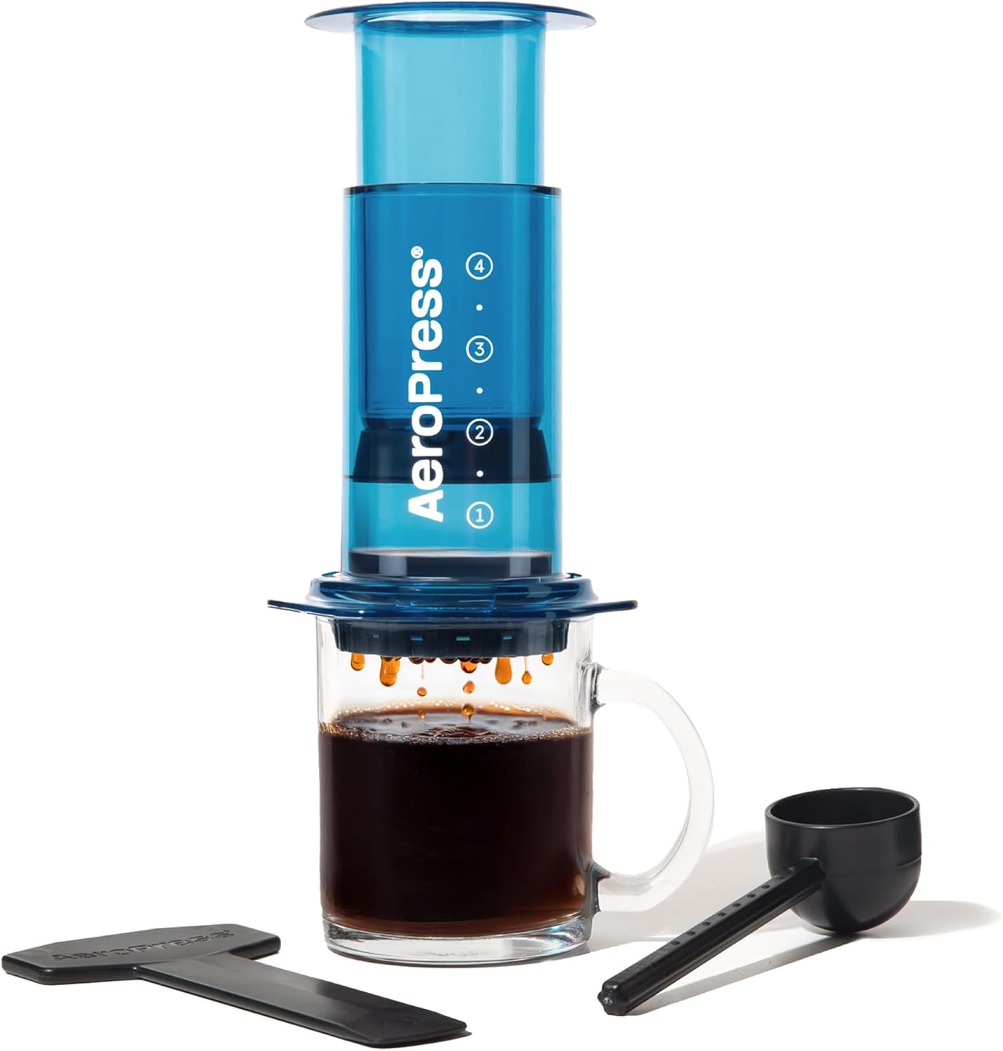AeroPress Clear Blue Coffee Press: Portable All-in-One Brewer