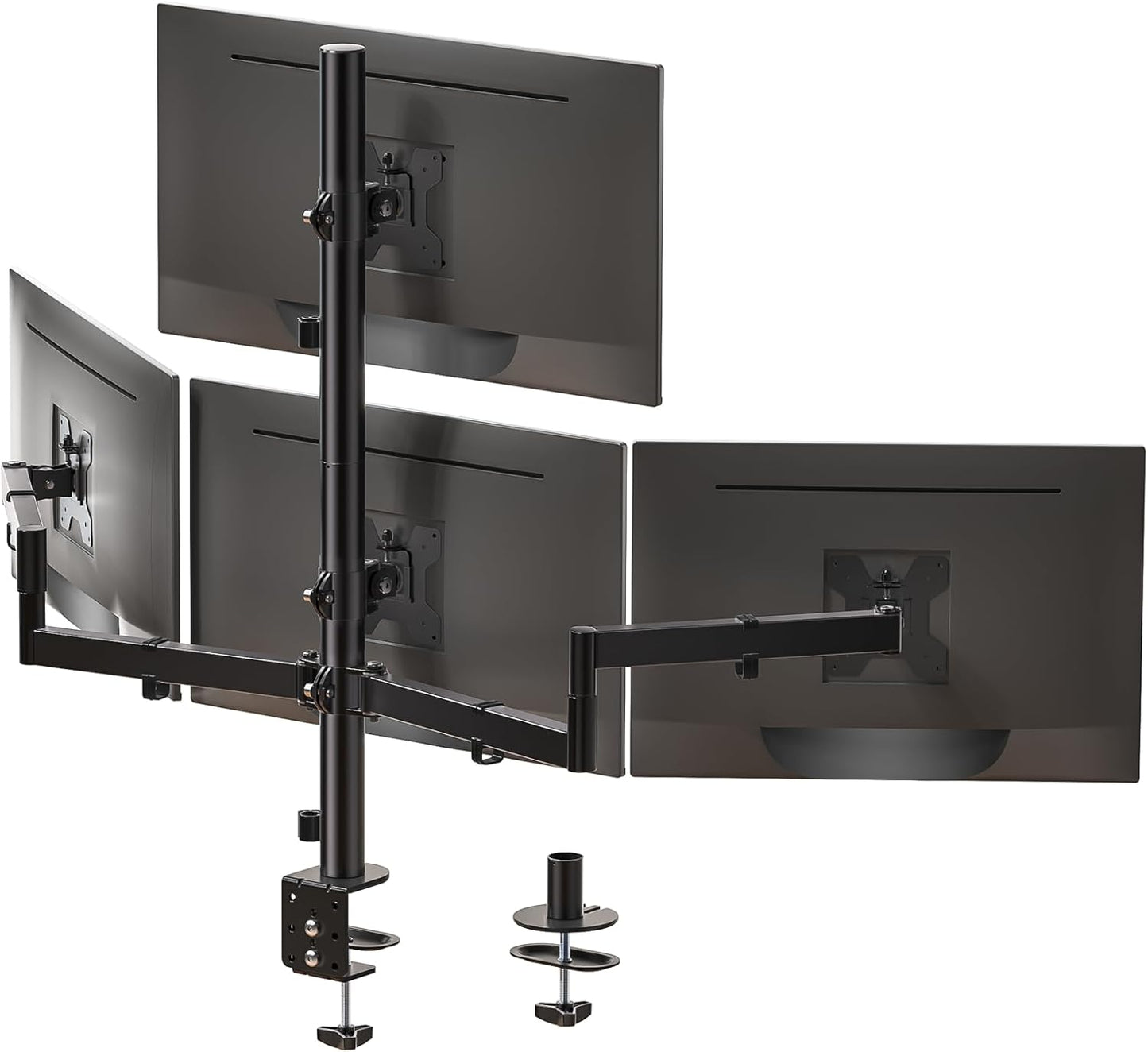WALI Quad Monitor Mount for 13-27 Inch Screens - Fully Adjustable