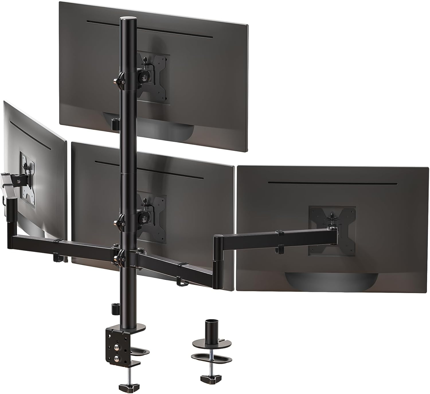 WALI Quad Monitor Mount for 13-27 Inch Screens - Fully Adjustable