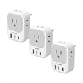 European Travel Plug Adapter 3 Pack - Compact 4-Outlet EU Charger