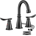Black Bathroom Faucet 3 Hole 4 in Centerset - Matte Black