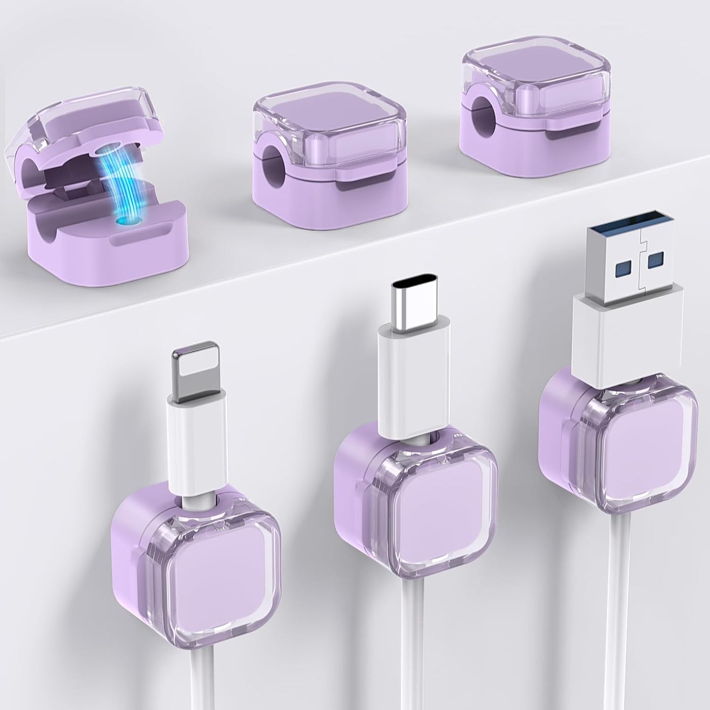 1s Lock Magnetic Cable Organizer | Strong Adhesive Clips for Tidy Cords - AHASTYLE
