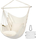 Hammock Chair Hanging Rope Swing Chair - Comfortable Indoor Outdoor