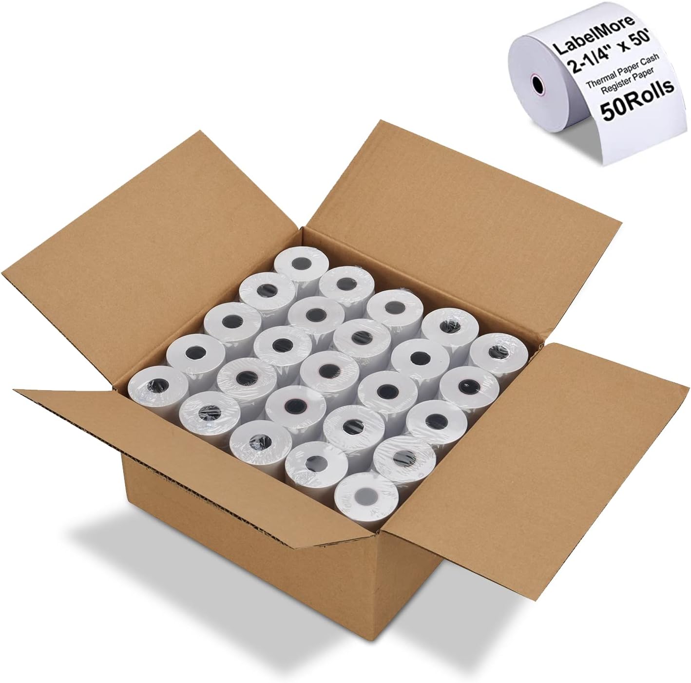 Premium 2 1/4 Thermal Paper Rolls - 50 Pack
