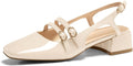 Coutgo Womens Mary Jane Chunky Low Heels Slingback Pumps (Style T2X1)