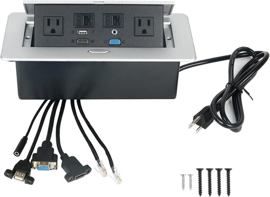 Table Pop Up Power Strip Box for Office Desk and Conference Use