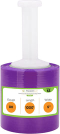 PSBM Mini Purple Stretch Wrap with Handle - 5 in x 1000 ft, 80 Gauge