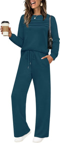 WIHOLL Women's 2 Piece Tracksuit Sets - Cozy Wide Leg Lounge Wear