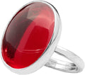 Red Garnet Jade Oval Solitaire Ring 925 Sterling Silver - Dainty