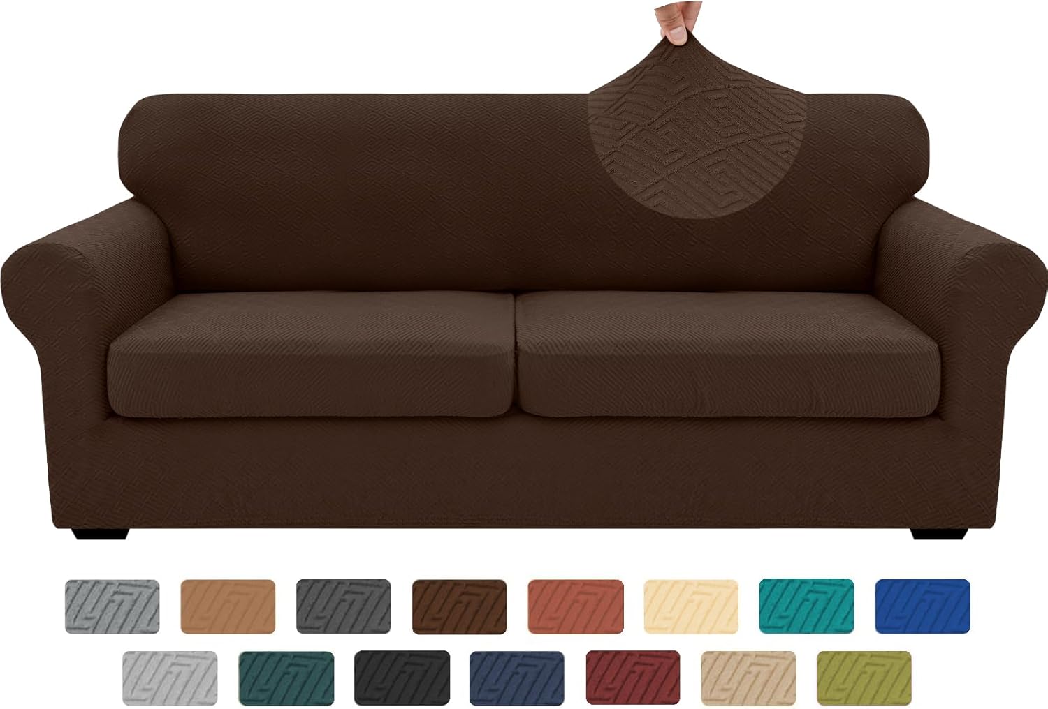 XINEAGE 3 Pieces Couch Covers for 2 Extra Large Cushion Sofa