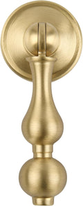 Solid Brass Kitchen Cabinet Knobs 6 Pack - Brushed Gold Drop Pulls