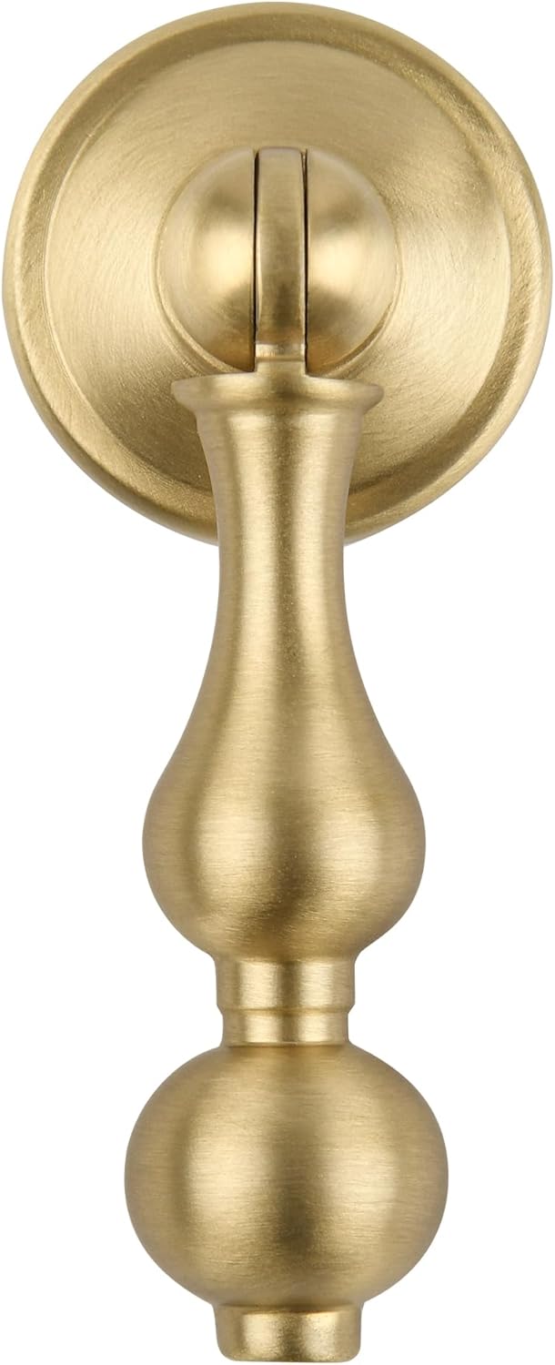 Solid Brass Kitchen Cabinet Knobs 6 Pack in Brushed Gold Finish