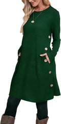 OFEEFAN Long Sleeve Tunic Dress with Pockets - Flowy Winter Staple as