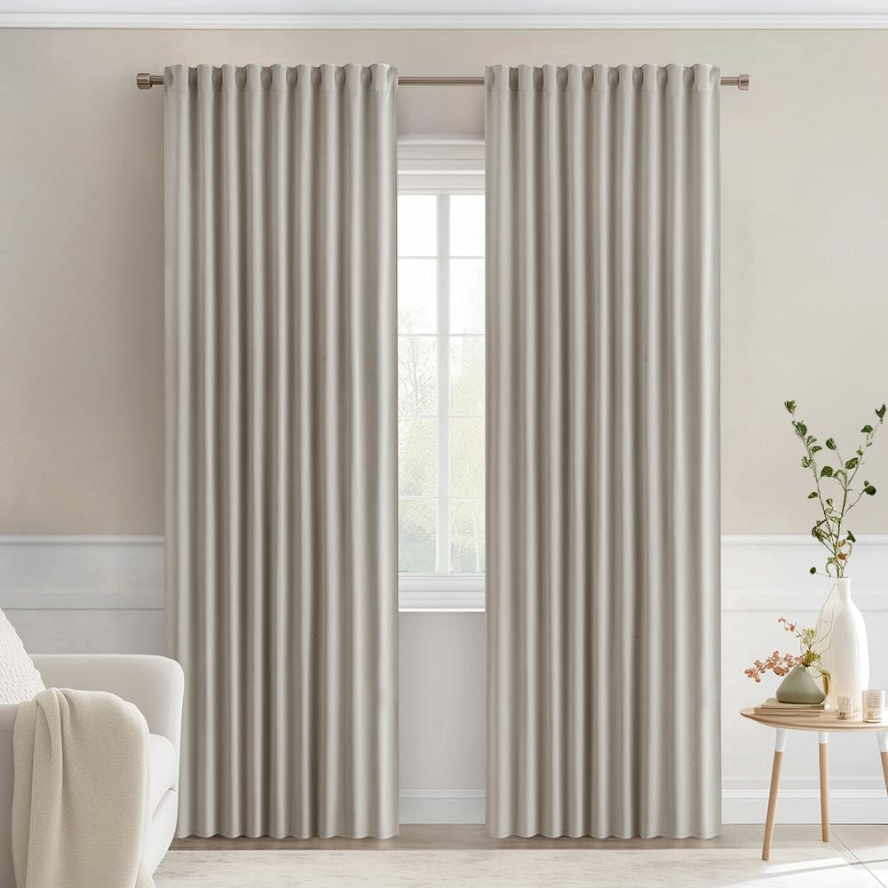 MIULEE Stone Back Tab Blackout Curtains for Elegant Living Spaces