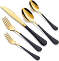 20-Piece Gold and Black Silverware Set for 4 - Mirror Polished