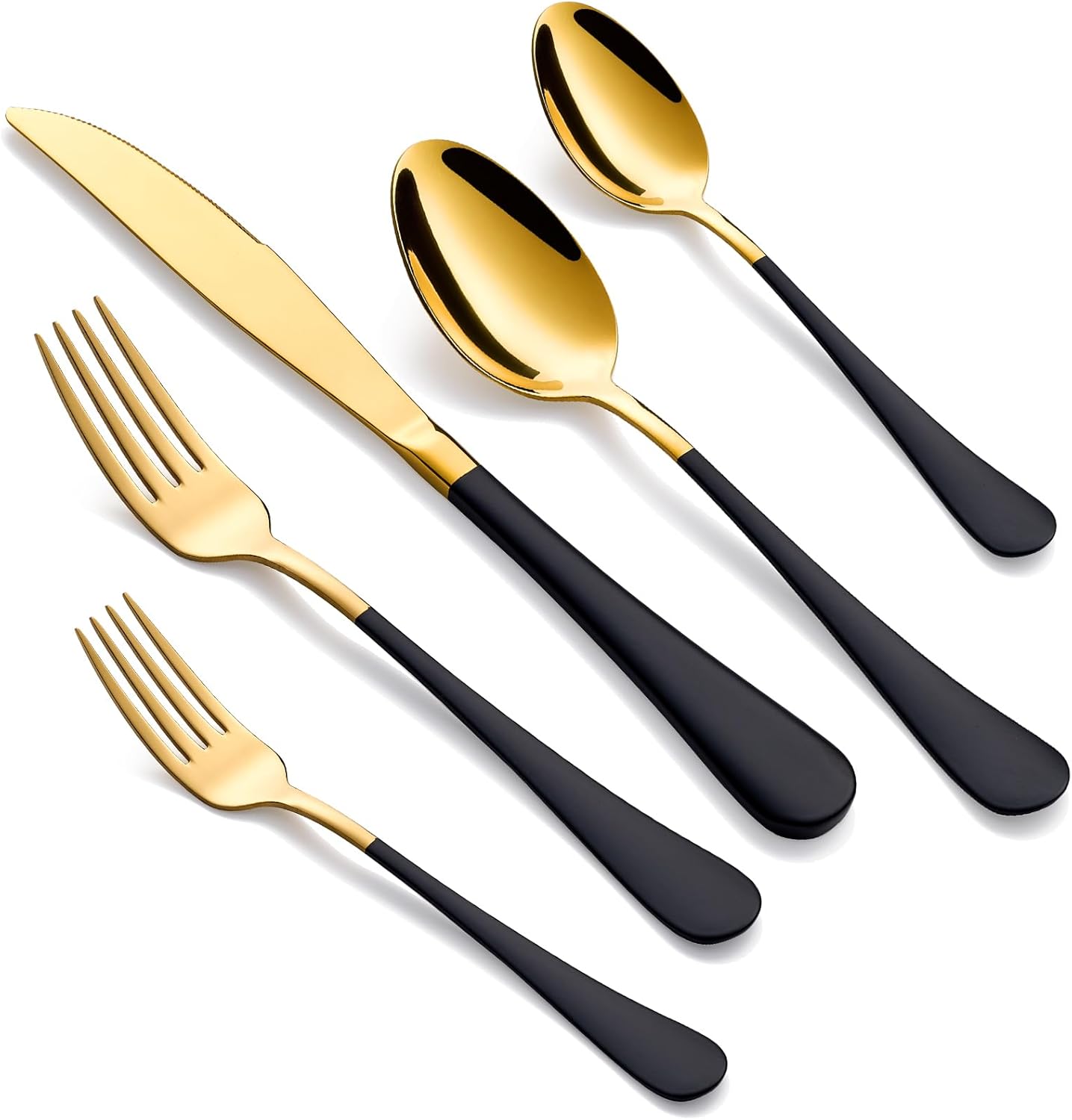 20-Piece Gold and Black Silverware Set for 4 - Elegant Cutlery