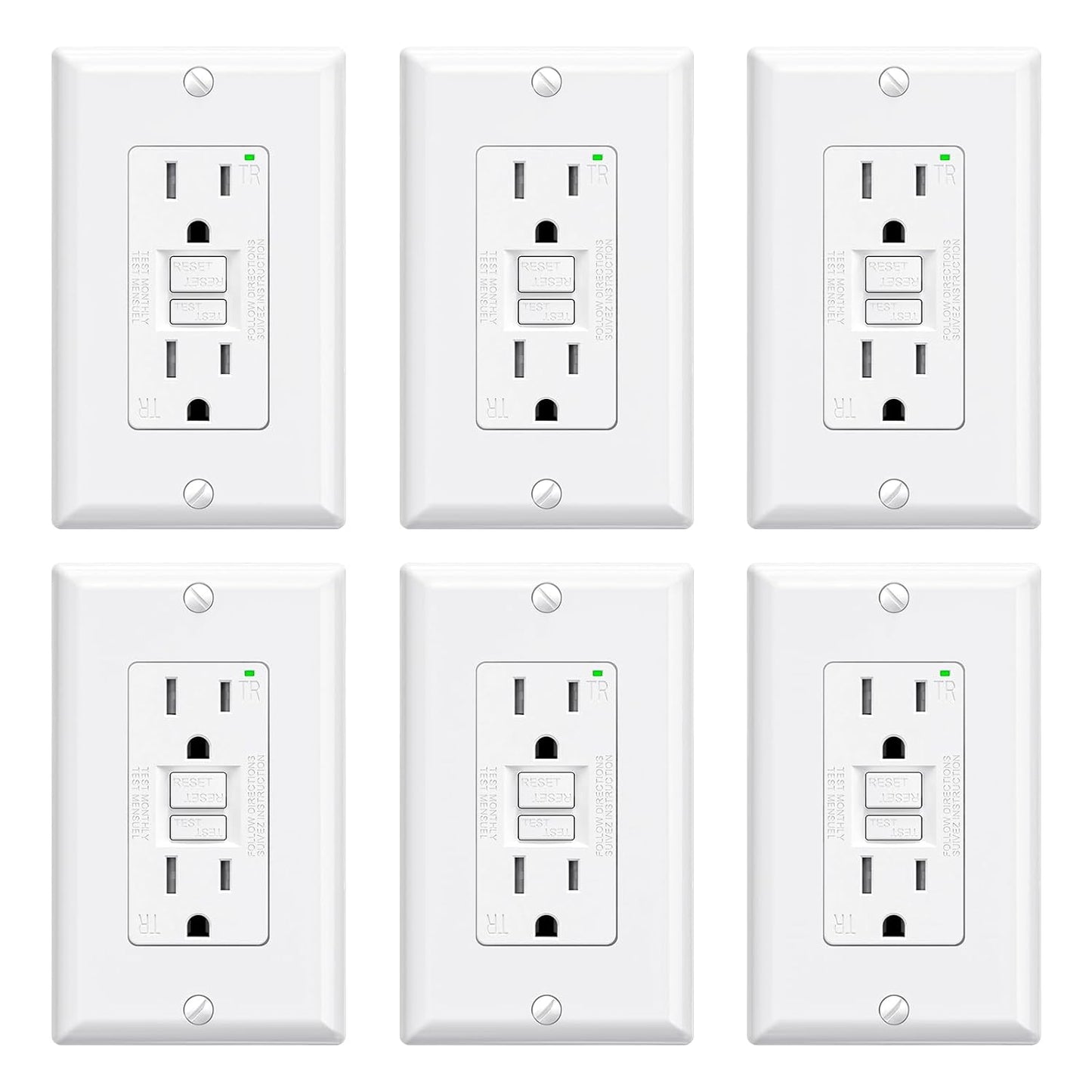 ELEGRP GFCI Outlet 15 Amp with Self-Test and Tamper Resistance