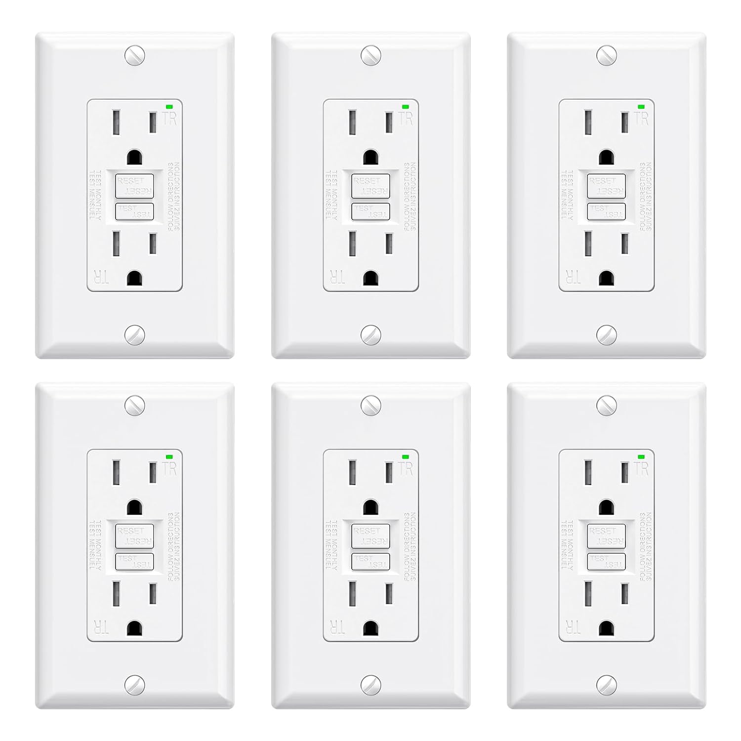 ELEGRP GFCI Outlet 15 Amp with Self-Test and Tamper Resistance