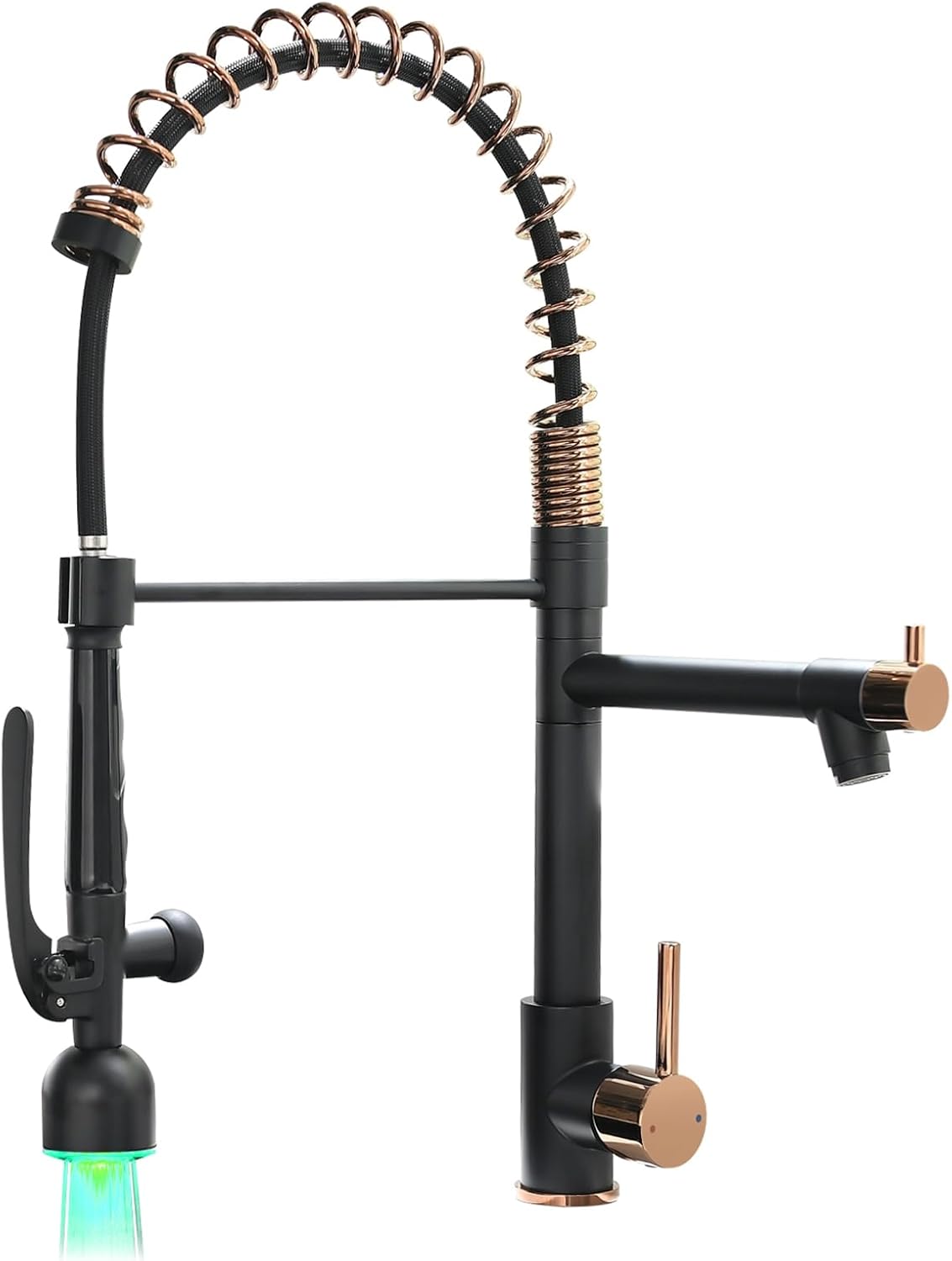 Fapully Commercial Pull Down Sprayer Kitchen Faucet with LED Light