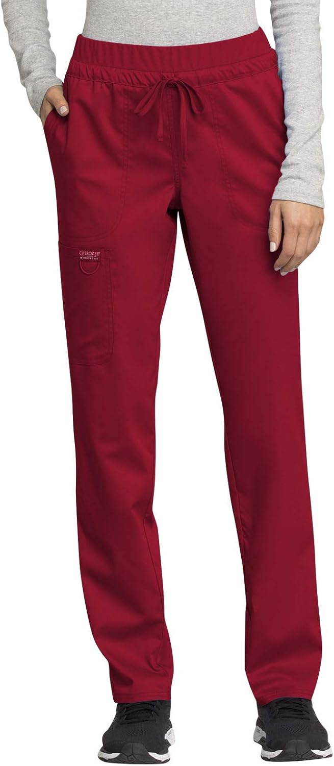 Cherokee Scrubs for Women Mid Rise Tapered Leg Pants with Pockets