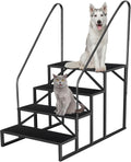 RV Step Stool 4 Step Ladder with Handrail - Sturdy Portable Steps