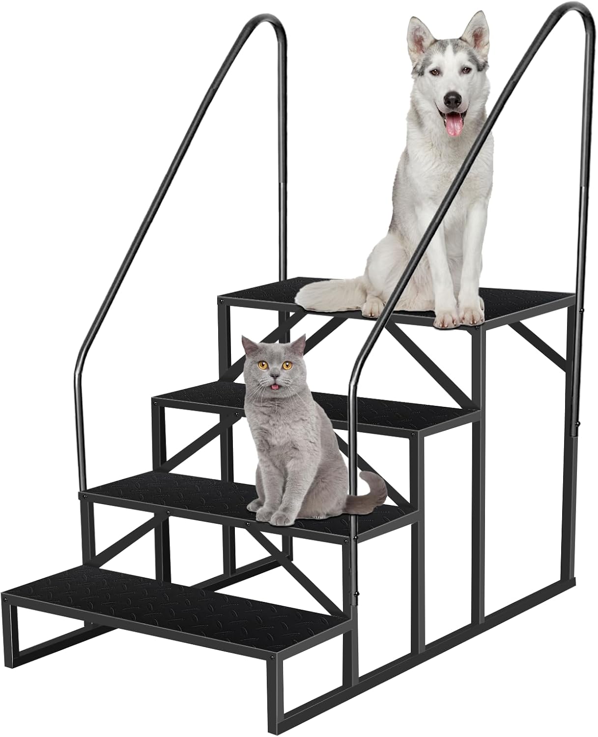 RV Step Stool with Handrails - Heavy Duty 4 Step Ladder for Pools