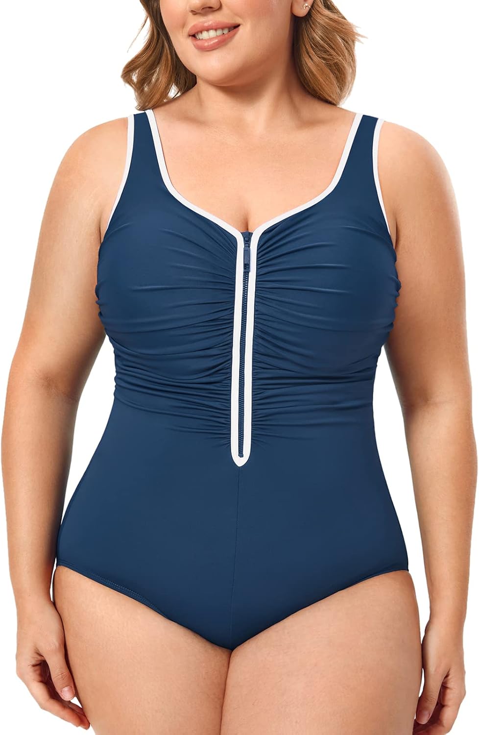 DELIMIRA Women's One Piece Bathing Suit for Plus Size Comfort