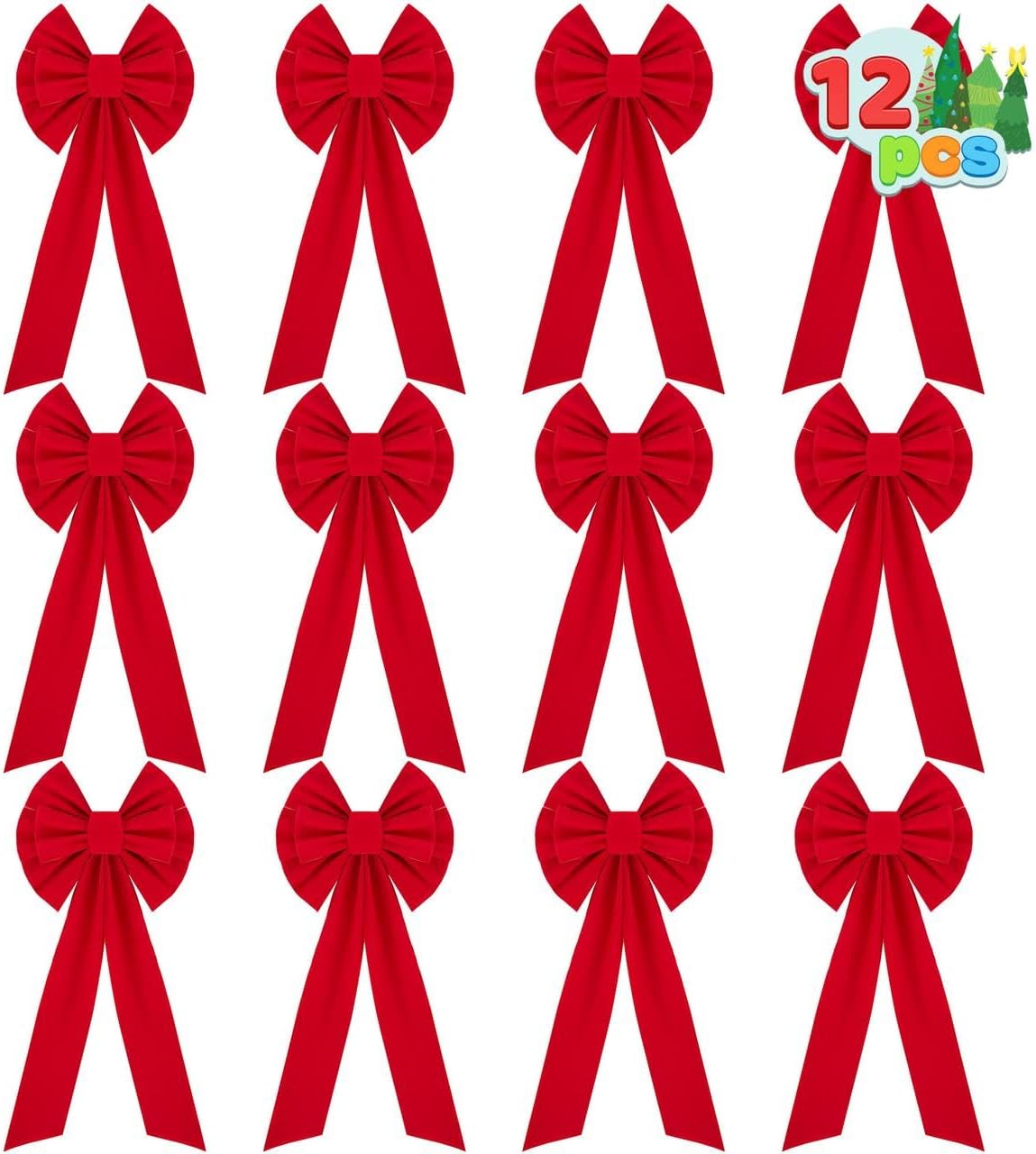 JOYIN 12PCS Christmas Red Velvet Bows for Holiday Decor