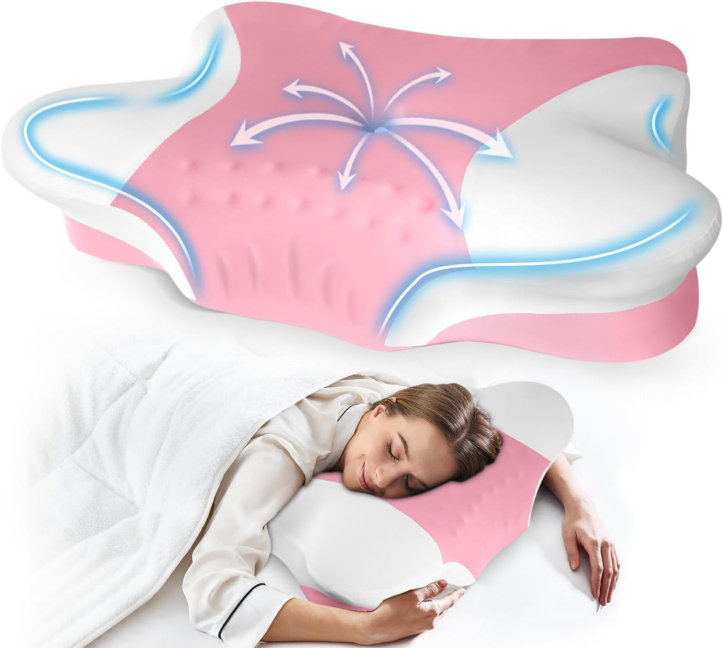 Cervical Neck Pillows with Memory Foam for Pain Relief Comfort