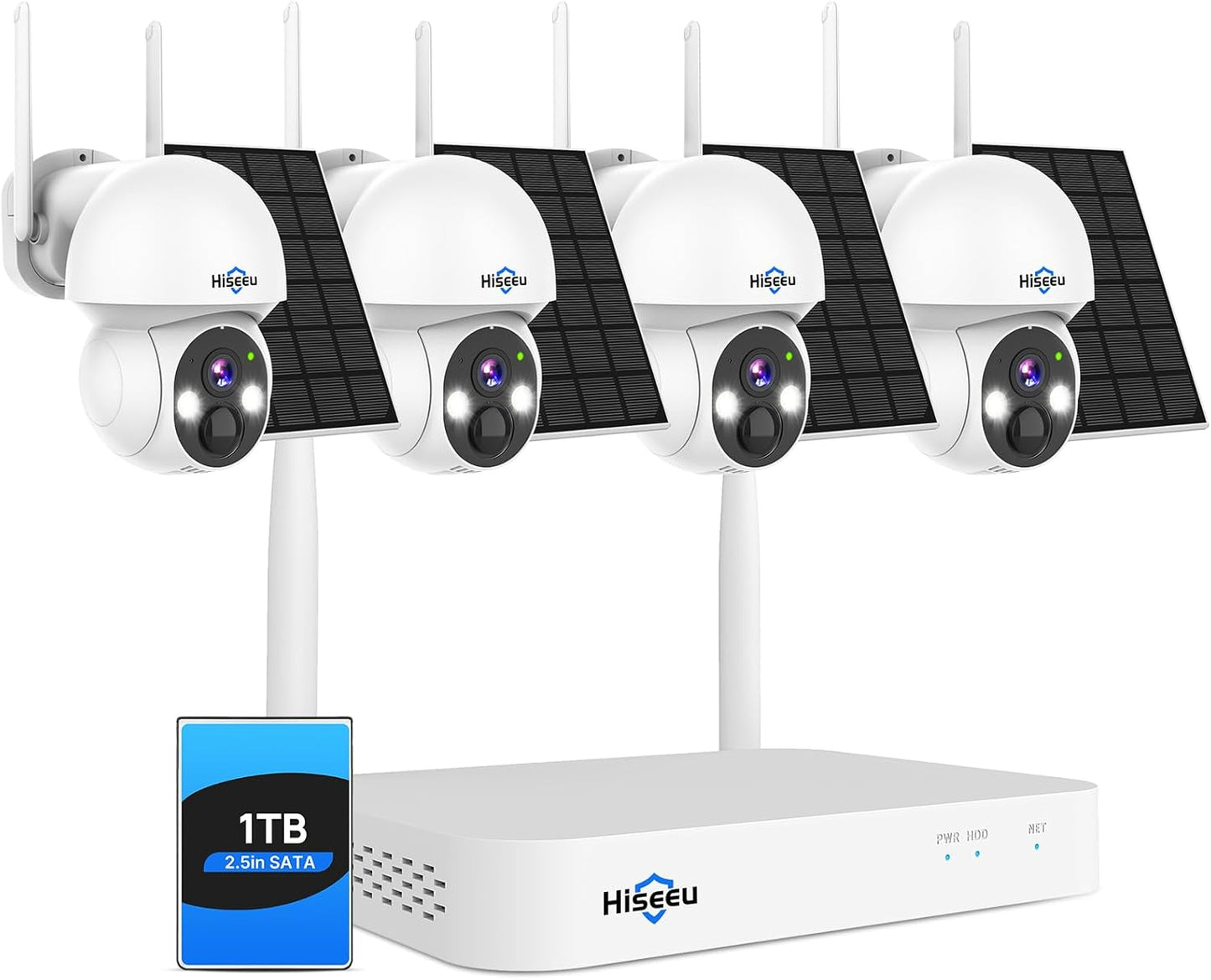 Hiseeu Wireless Solar Camera System with 4MP HD and 360 View
