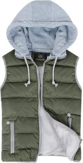 Women's Puffer Vest Zip Up Quilted Hooded Vest - Warm Cotton Filled
