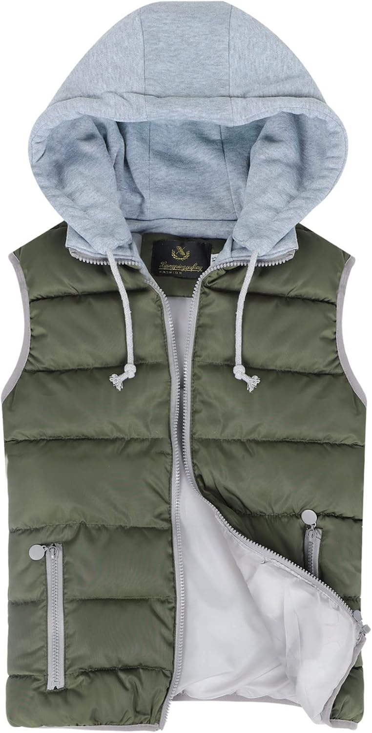 Gihuo Women's Puffer Vest - Warm Quilted Hooded Jacket