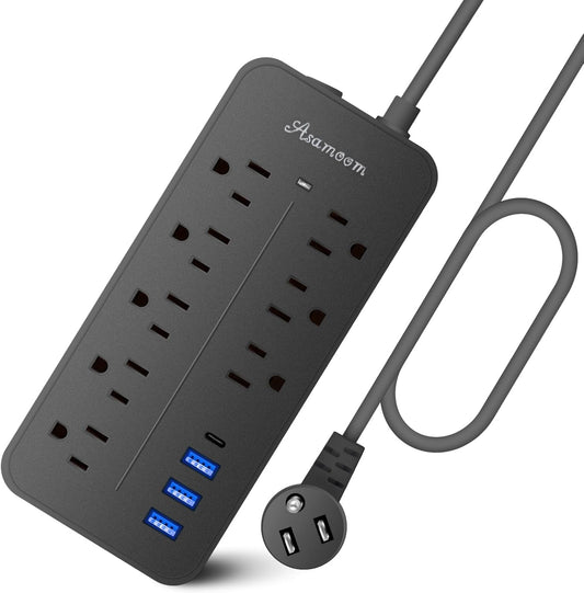 8 Outlet Surge Protector Power Strip with USB-C by Asamoom