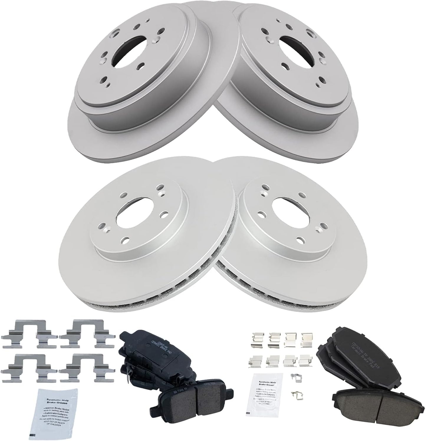TRQ Front and Rear Brake Pad & Rotor Kit for Acura MDX 2001-2002