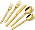 KINGSTONE Gold Silverware Set, 20 Piece Flatware for 4 - Mirror
