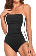 One Piece Tummy Control Swimsuit Women - Strapless Bandeau Halter